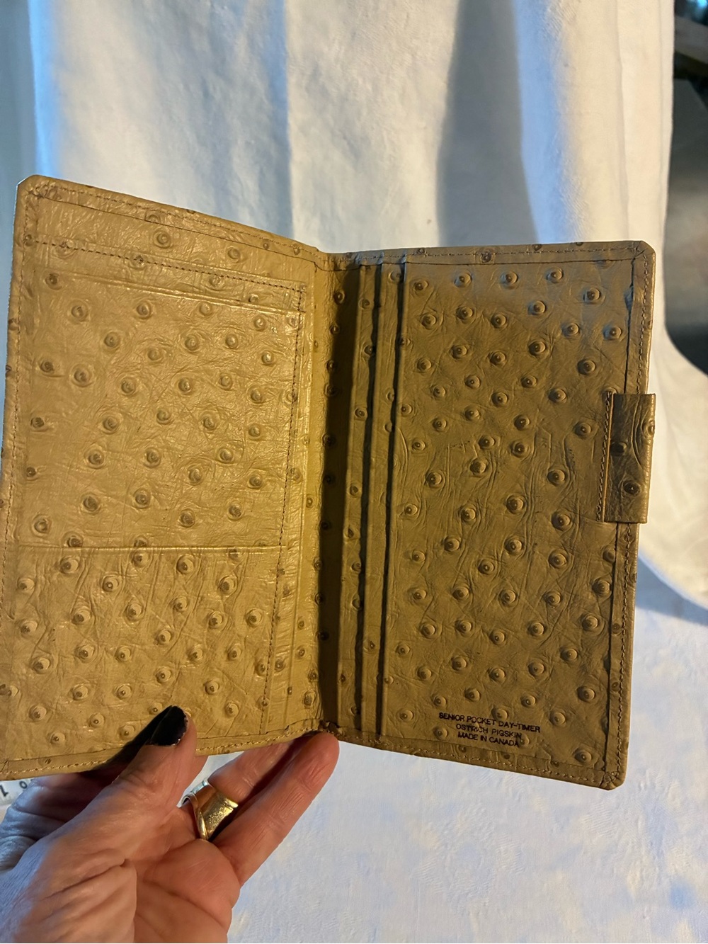 Benoir Pocket Daytimer Ostrich Embossed Leather  Wallet Mustard Yellow Canada